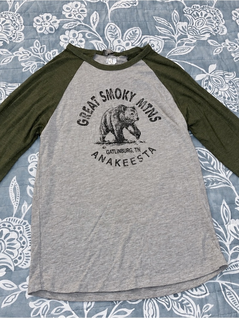 Great Smoky Mountains Raglan Shirt - Gray & Olive
